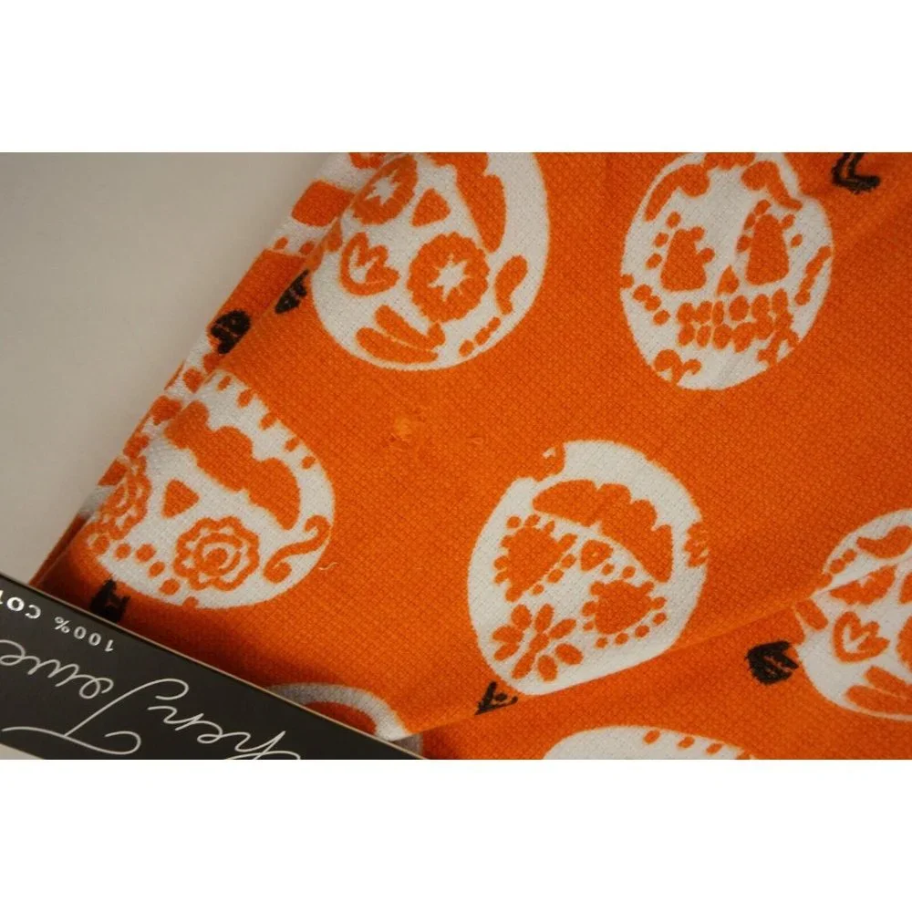 New Set of Two Pumpkin Print Fall Halloween Kitchen Towels Orange Cotton‎ Terry